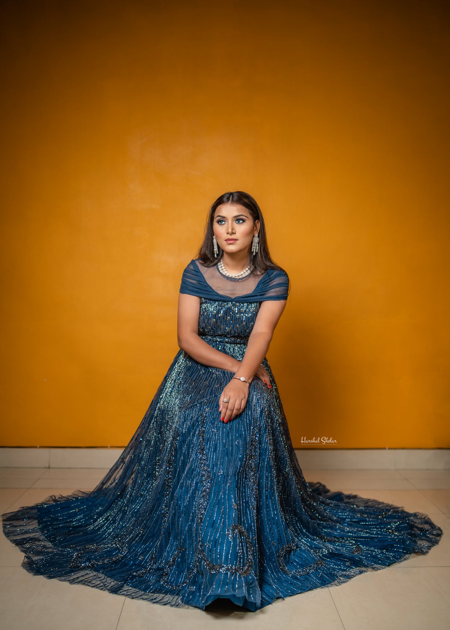"Celestial Sapphire Gown"