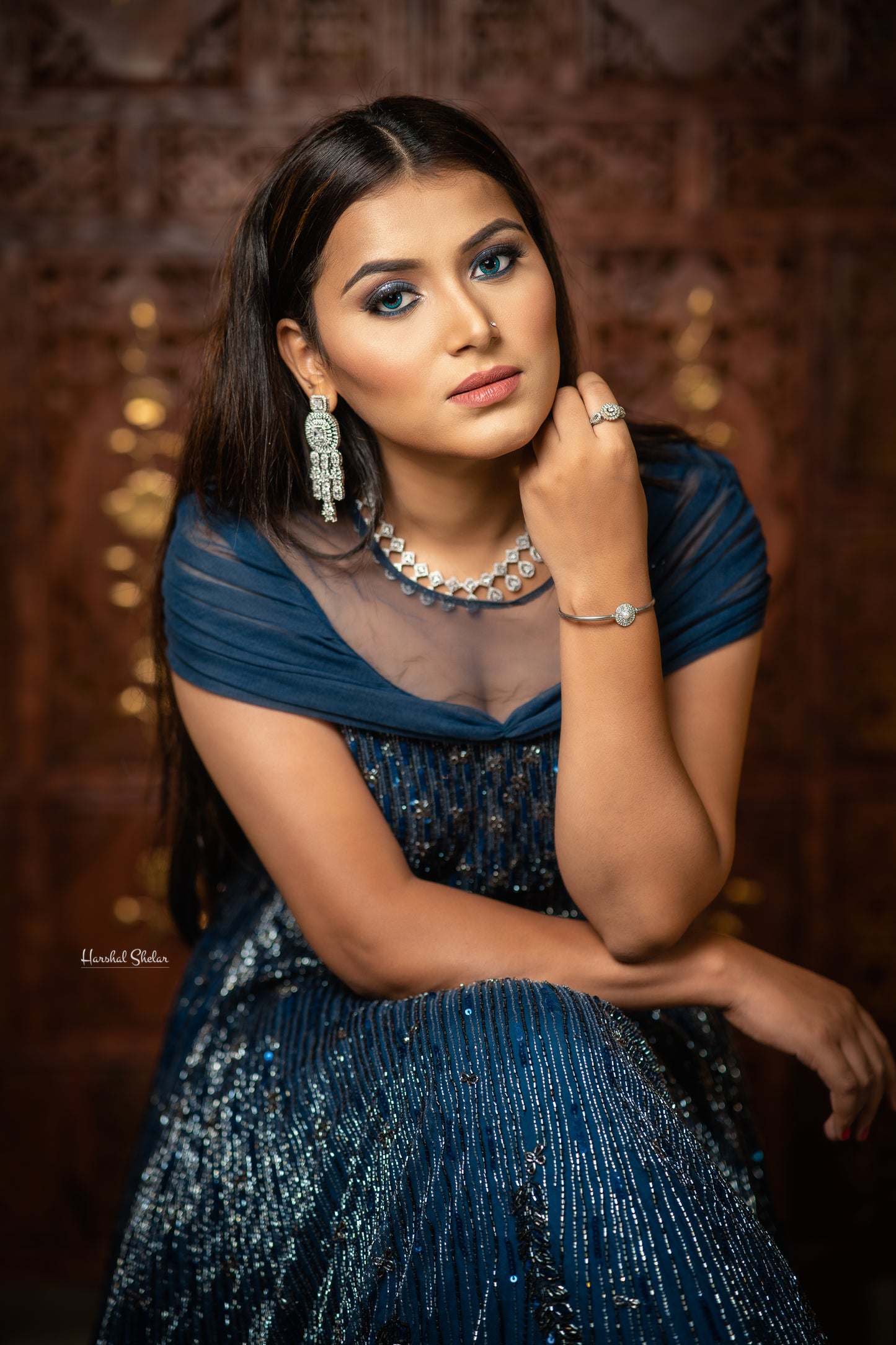 "Celestial Sapphire Gown"
