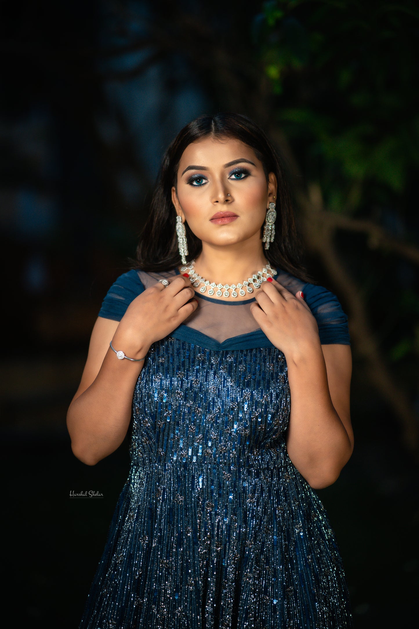 "Celestial Sapphire Gown"
